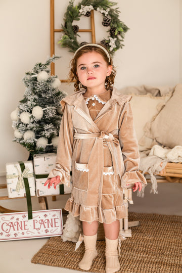 Gold Frill Velvet Dressing Gown