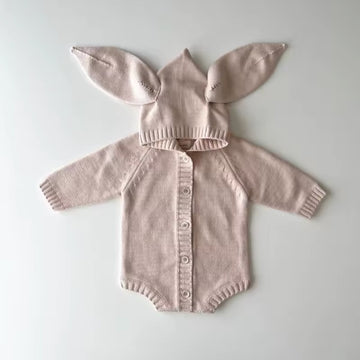 Bunny Knit Romper - Pink