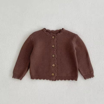 Chocolate Scallop Hem Cardigan