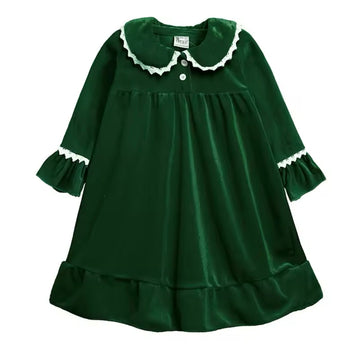 Green Velvet Frill Night Dress