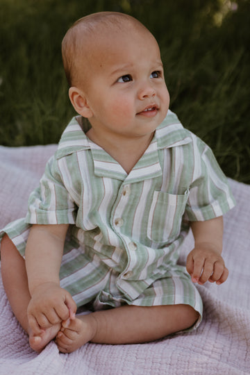 Green Stripe Shirt and Short Set