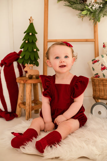 Christmas Velvet Strap Romper