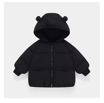 Padded Bear Ears Coat - Black