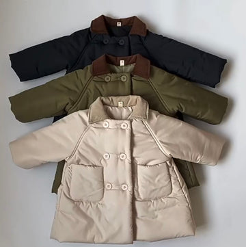 Double Breasted Padded Collar Coat