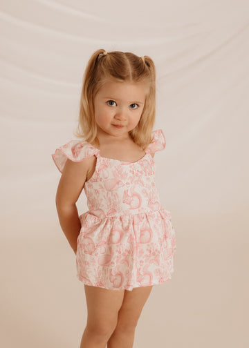 Pink Bunny Print Romper