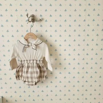 Tie Neck Check Romper
