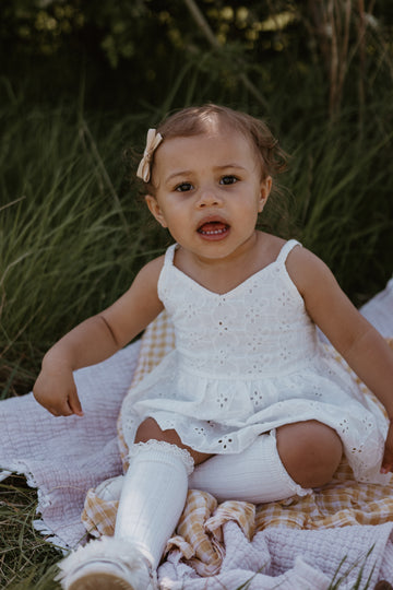 Vneck Broderie Romper Dress