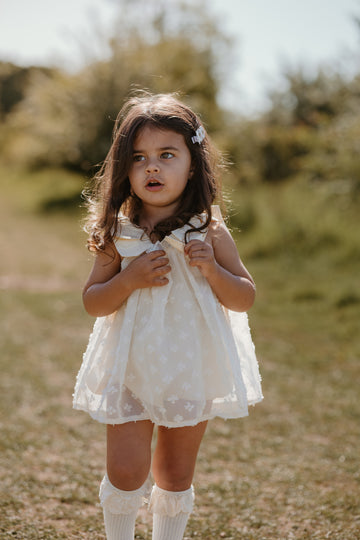 Bow Sleeve Romper Dress- Lemon