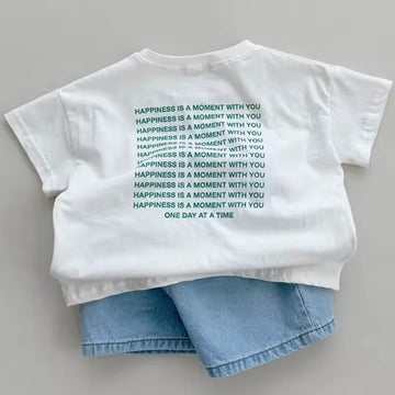 Happiness Slogan Tshirt - White
