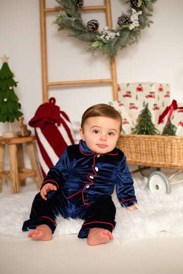 Blue and red Christmas pyjamas
