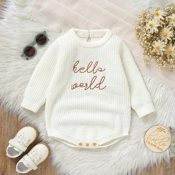 Hello World Romper - Cream