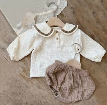 Cream and brown bloomer set