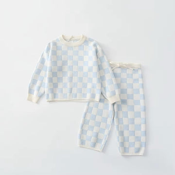 Checkered Jogger Set - Blue
