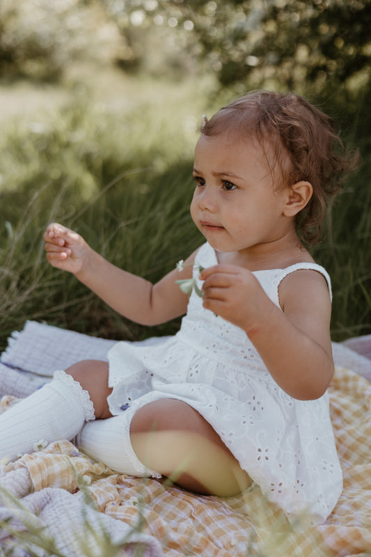 Vneck Broderie Romper Dress