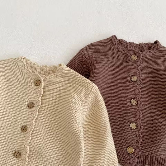 Chocolate Scallop Hem Cardigan