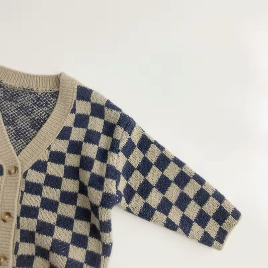 Checkered Knitted Short Set