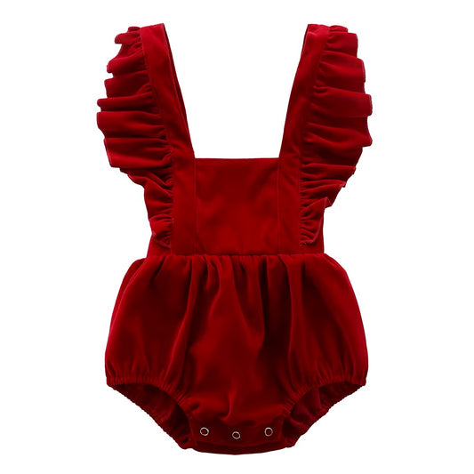 Christmas Velvet Strap Romper