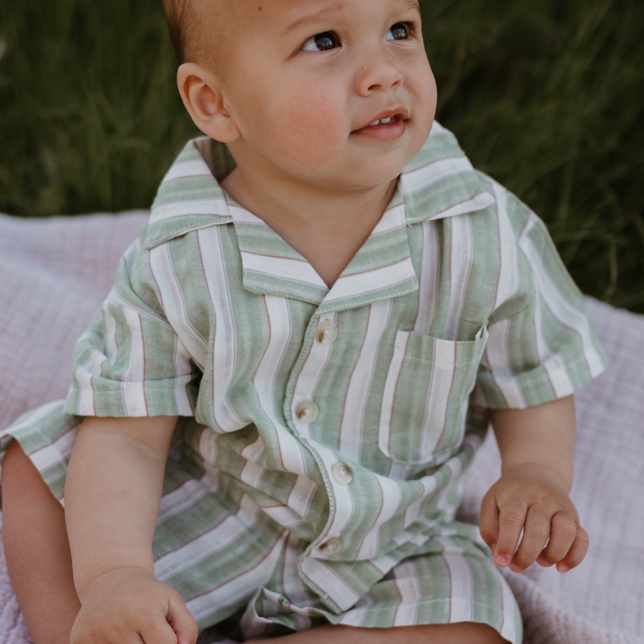 Green Stripe Shirt and Short Set