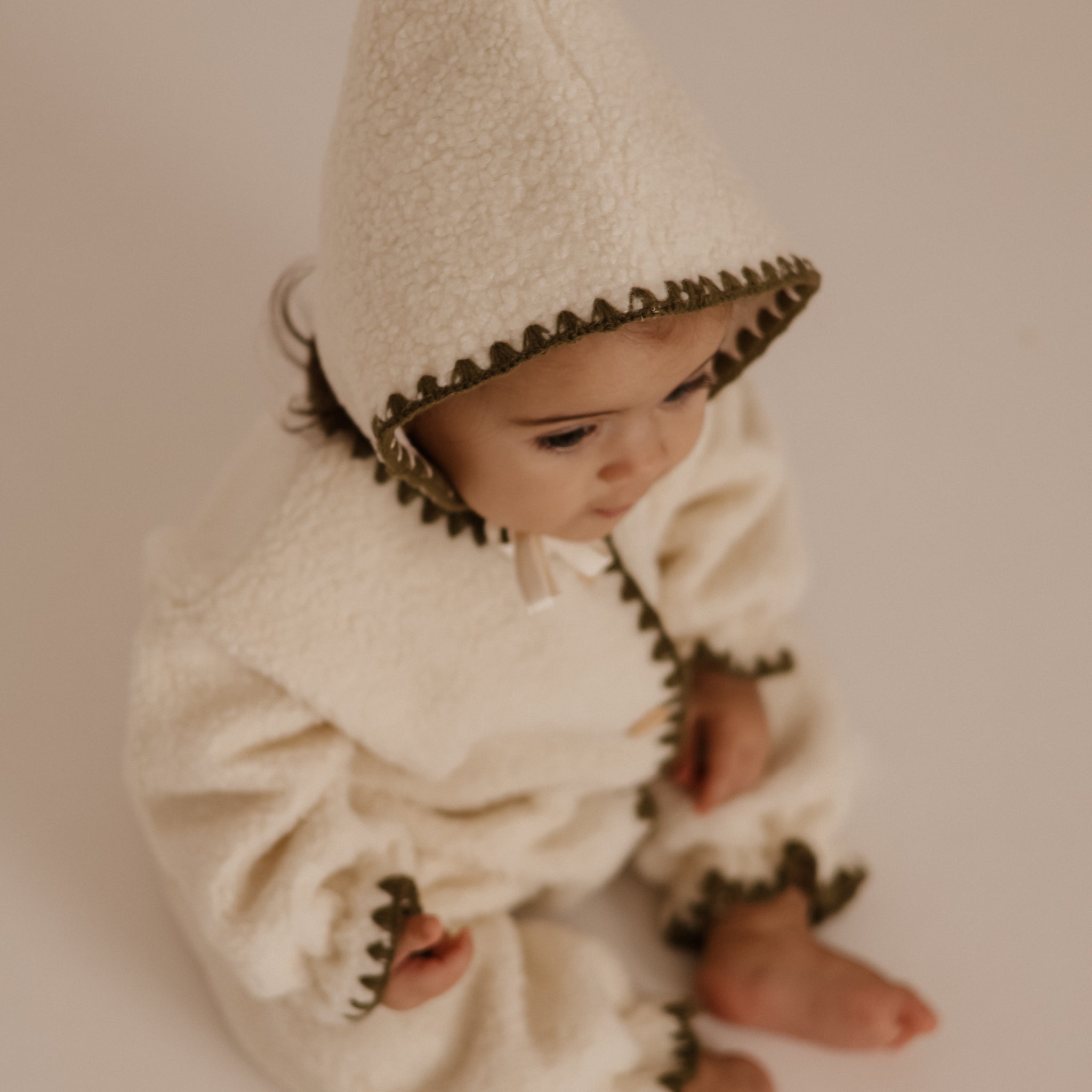 Borg Pramsuit With Bonnet - Cream & Khaki