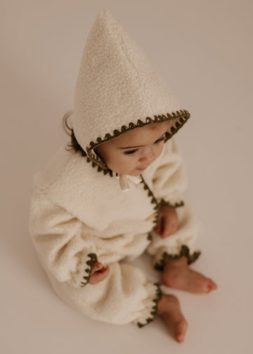 Borg Pramsuit With Bonnet - Cream & Khaki