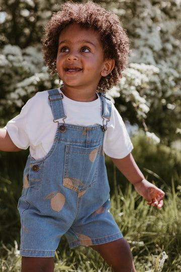 Lemon Denim Dungaree Shorts