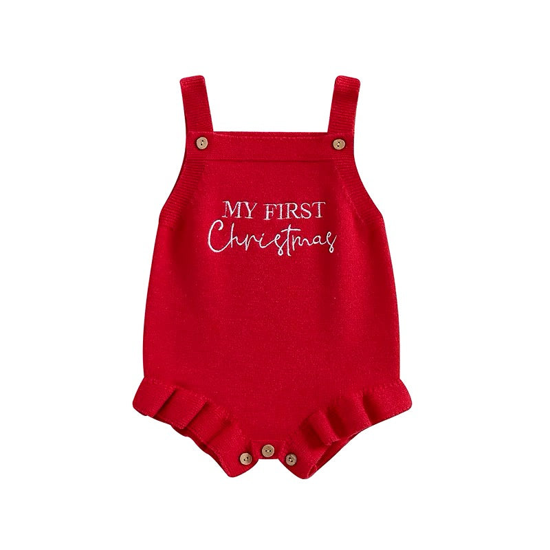 My First Christmas Romper - Red