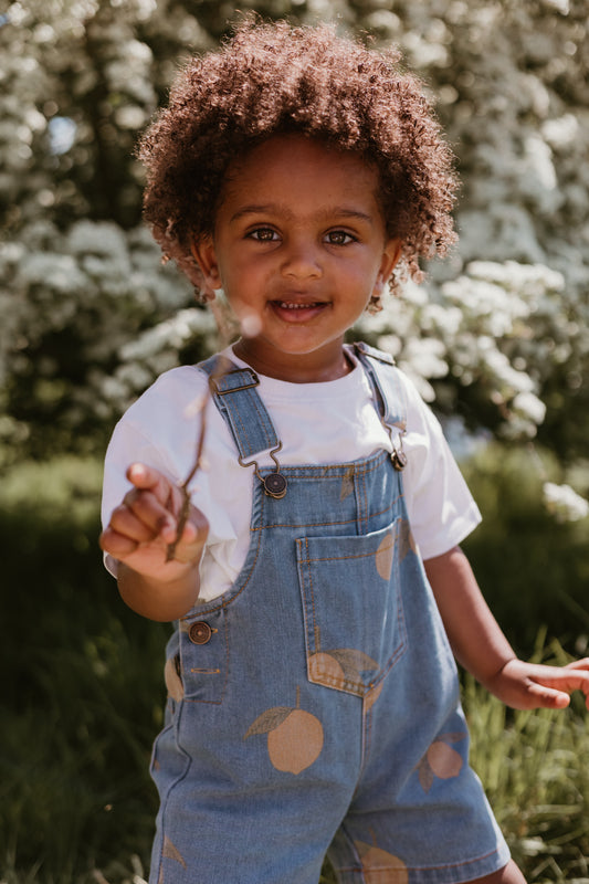 Lemon Denim Dungaree Shorts