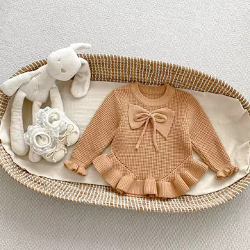 Brown Bow Jumper Dress