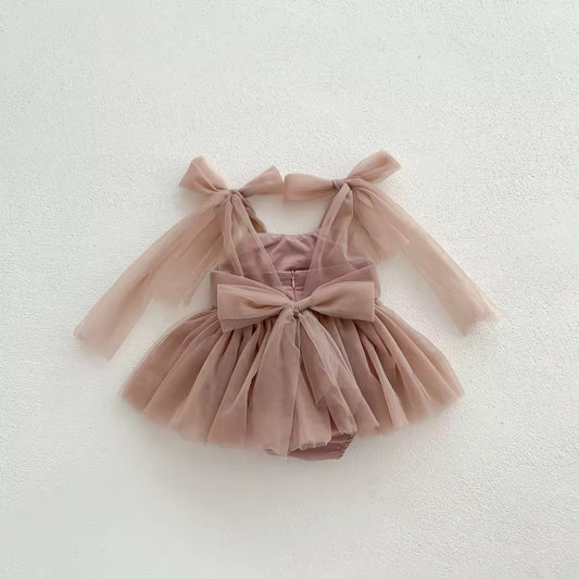 Organza Tie Up Tutu Dress - Pink