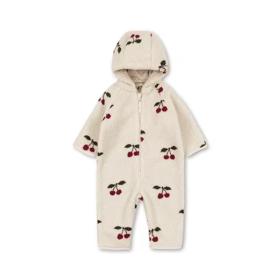 Cherry Fleece Pramsuit