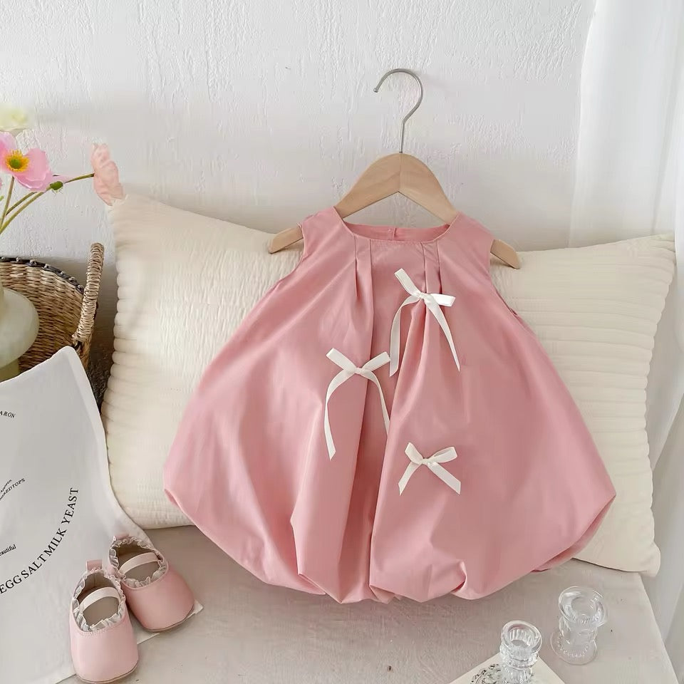 Pink Bow Puff Dress