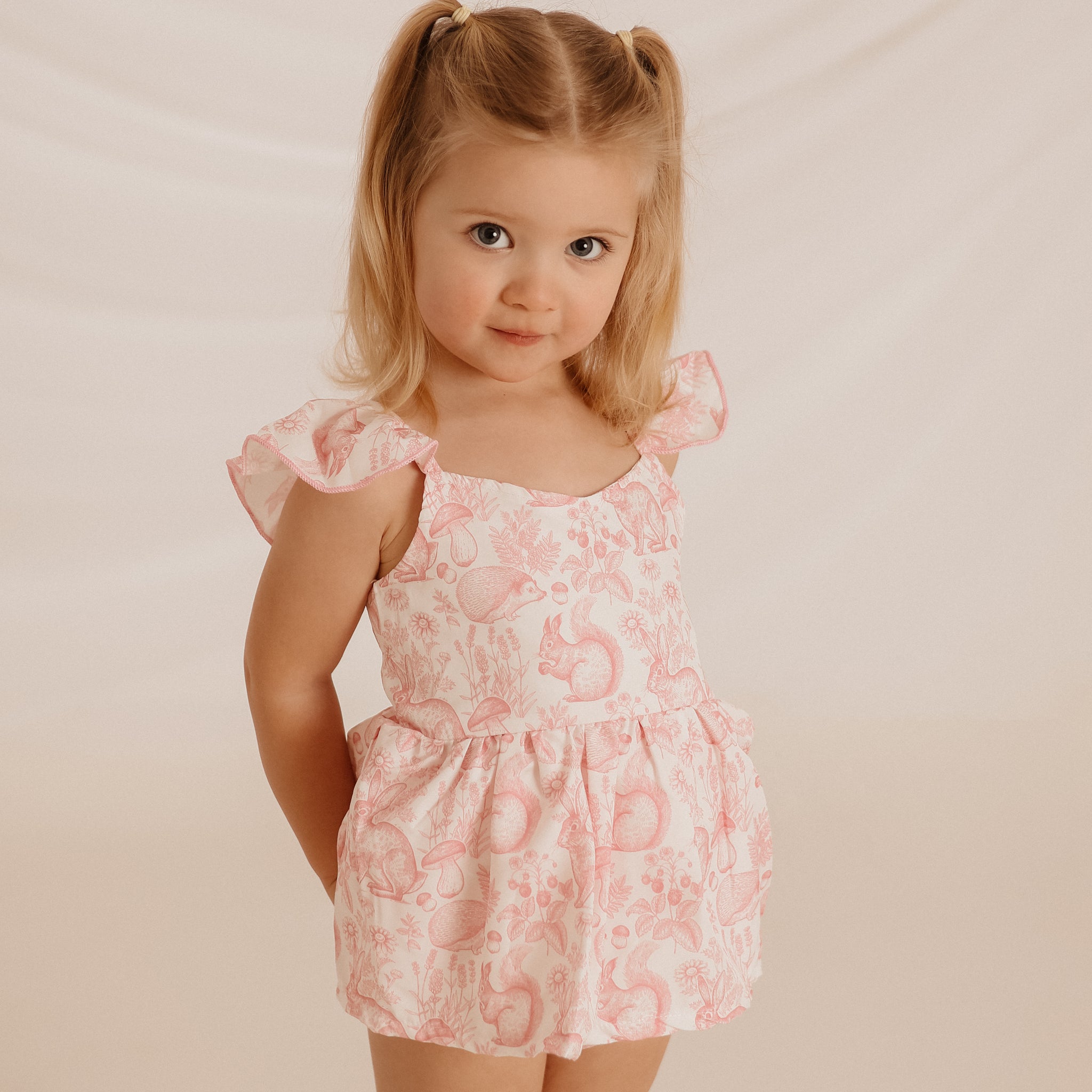 Pink Bunny Print Romper