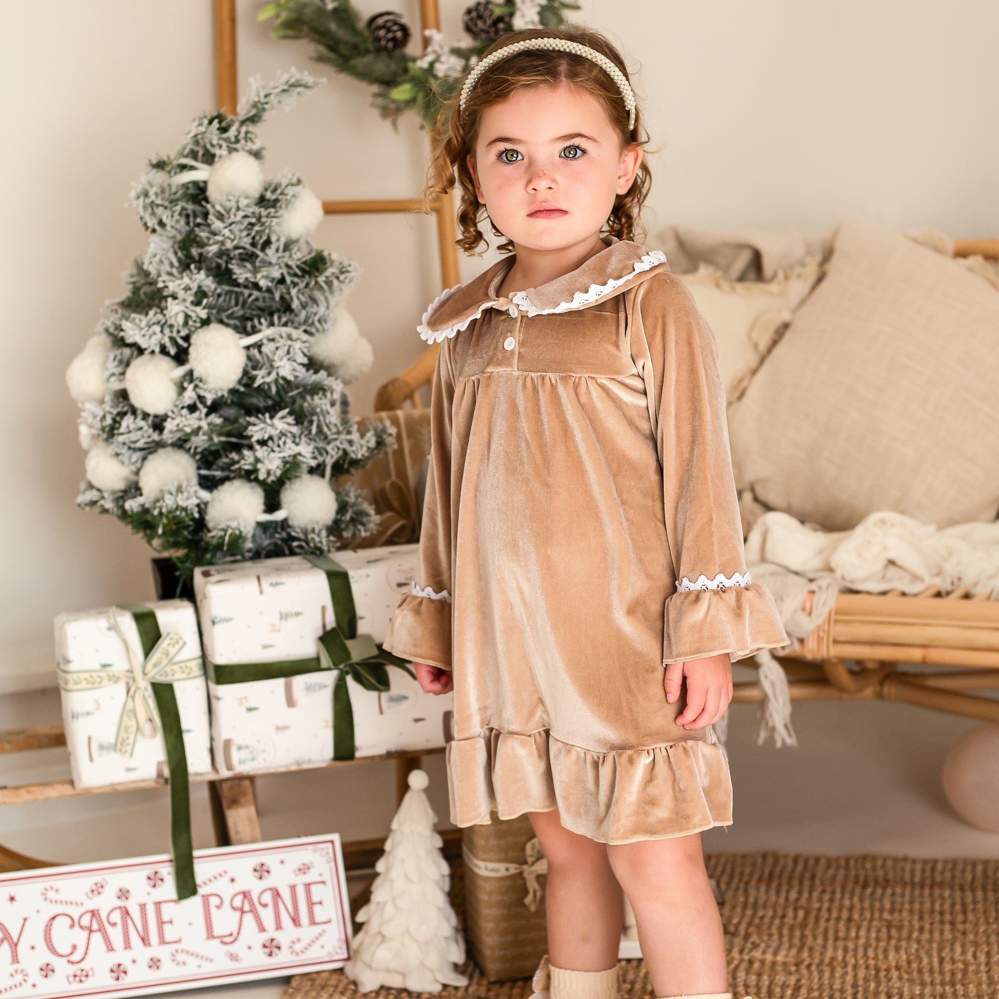 Gold Frill Pyjama Night Dress