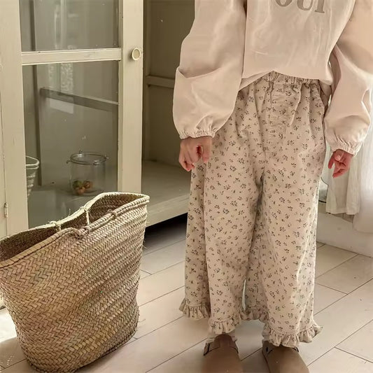 Floral Cord Frill Jeans