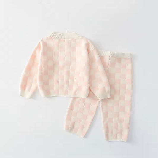 Checkered Jogger Set - Pink