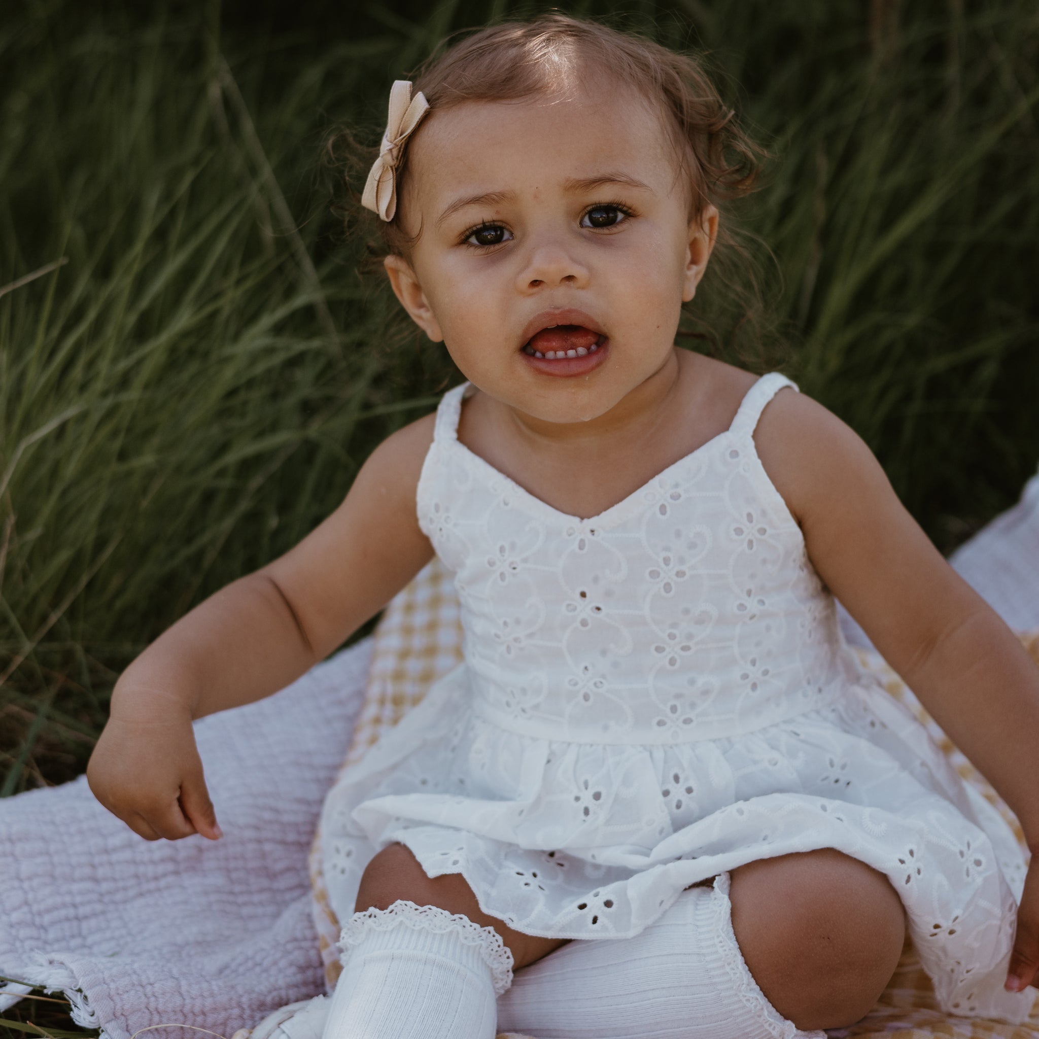 Vneck Broderie Romper Dress