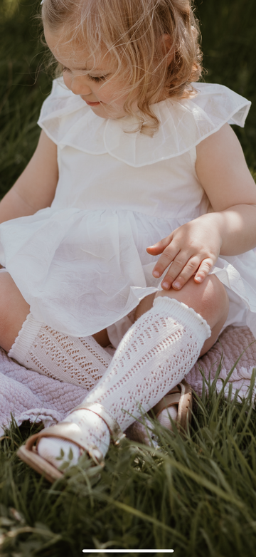 White openwork frill socks