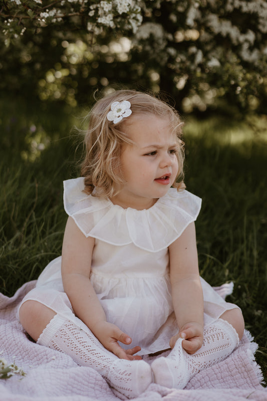 Organza collar romper dress