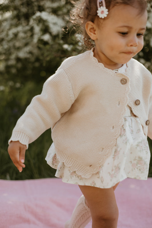 Neutral Scallop Hem Cardigan
