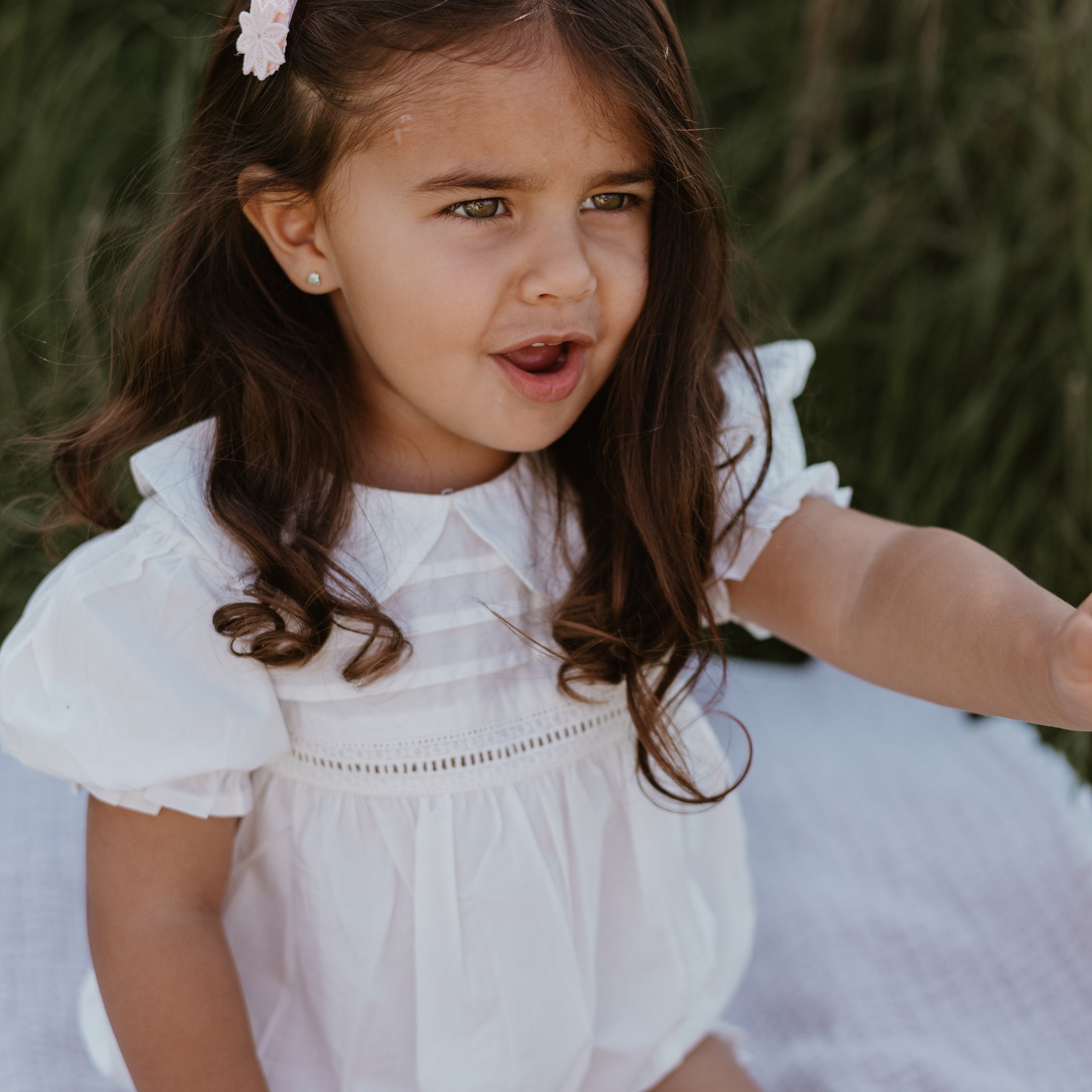 White Collar Poplin Romper