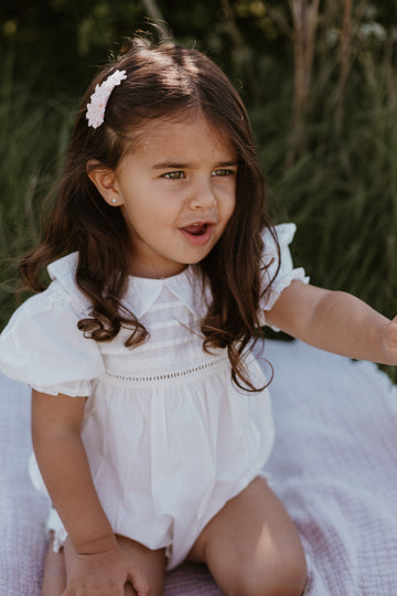 White Collar Poplin Romper