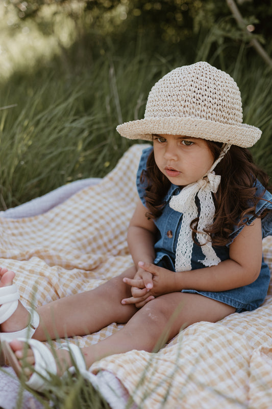 Wicker Lace Tie Hat