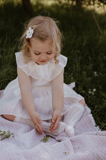 Organza collar romper dress