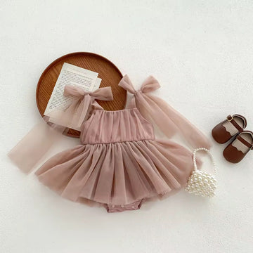Organza Tie Up Tutu Dress - Pink