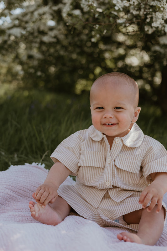 Stripe Shirt and Shorts Set