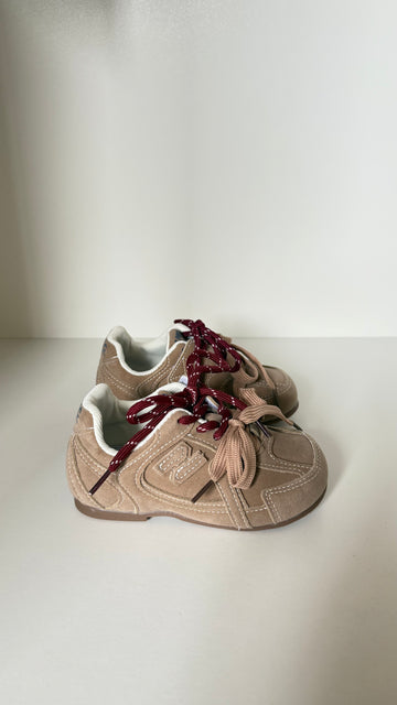 Suede N Lace Up Trainers - Khaki