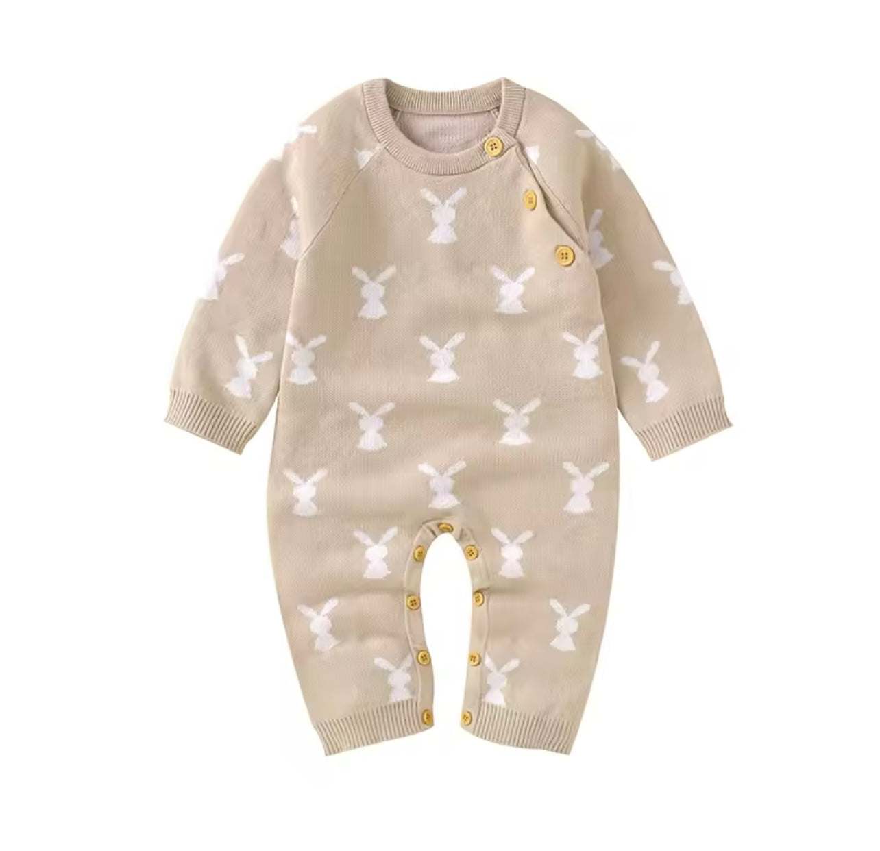 Knitted Bunny Romper - Neutral